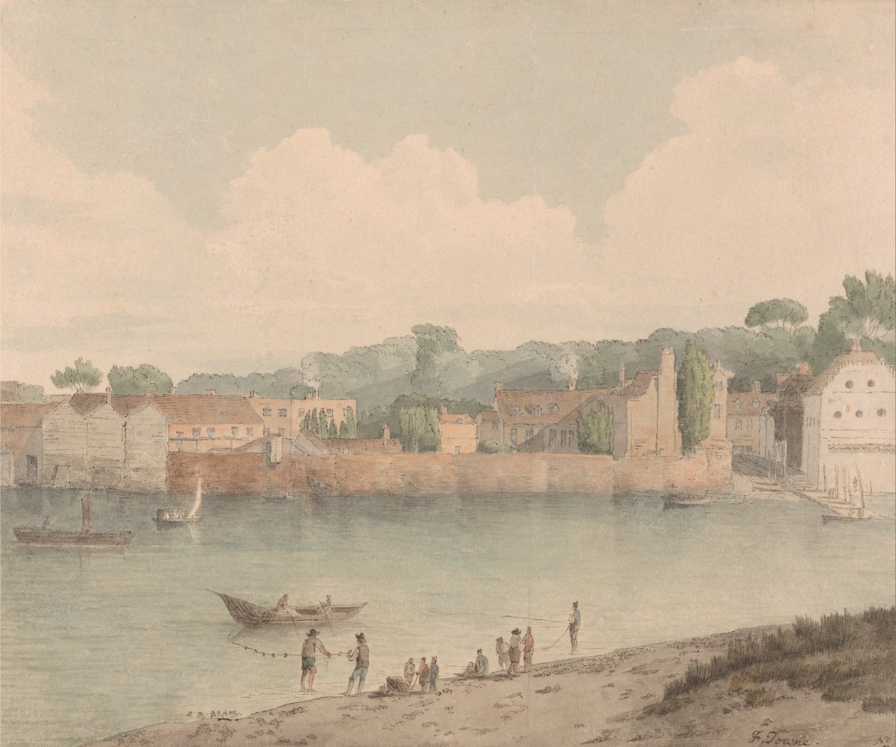 Vauxhall Stairs, fra Millbank, 5. juli 1797 af Francis Towne