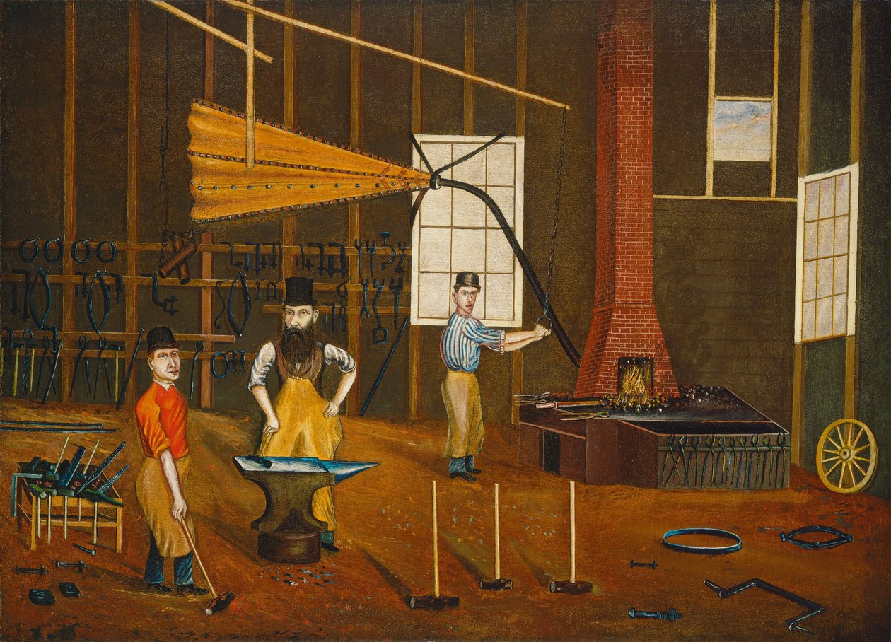 Smedeforretning, ca. 1880. af Francis A. Beckett