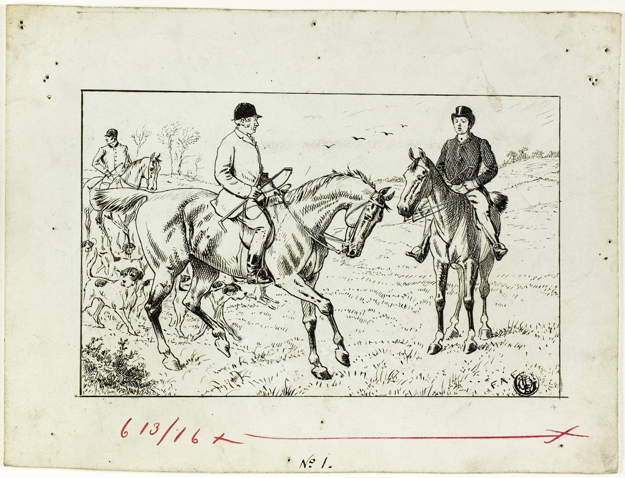 Tre ryttere på jagt af Francis Arthur Fraser