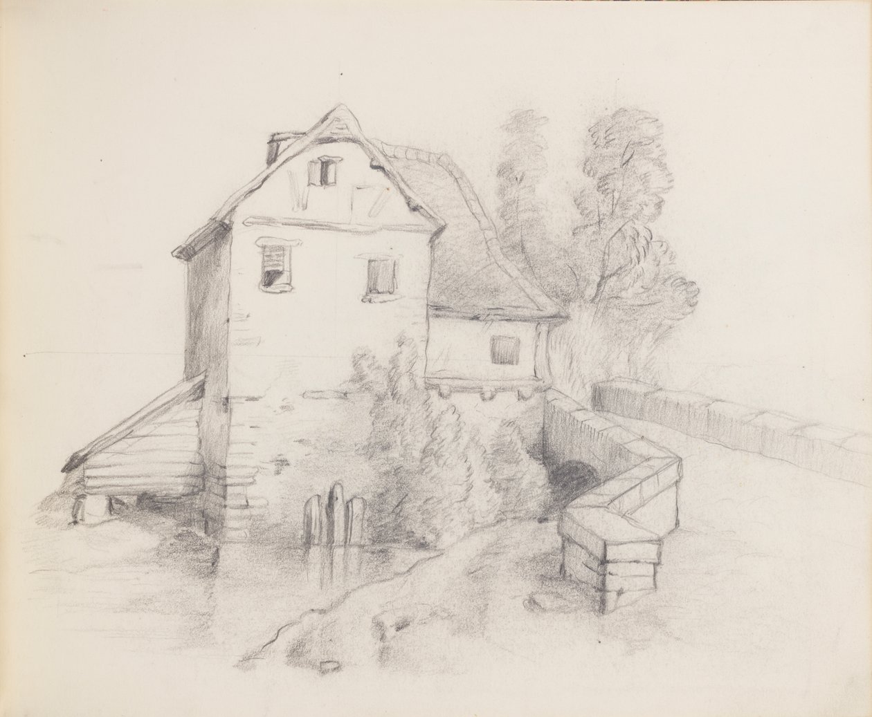Møllehus ved en Strøm af Francis Augustus Lathrop