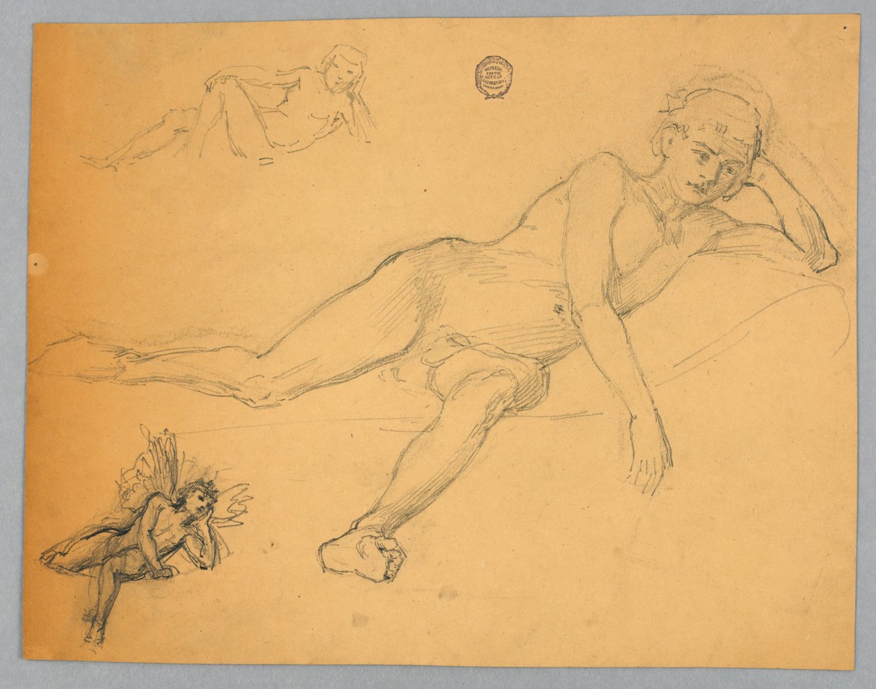Skitse af en mandlig nøgen af Francis Augustus Lathrop