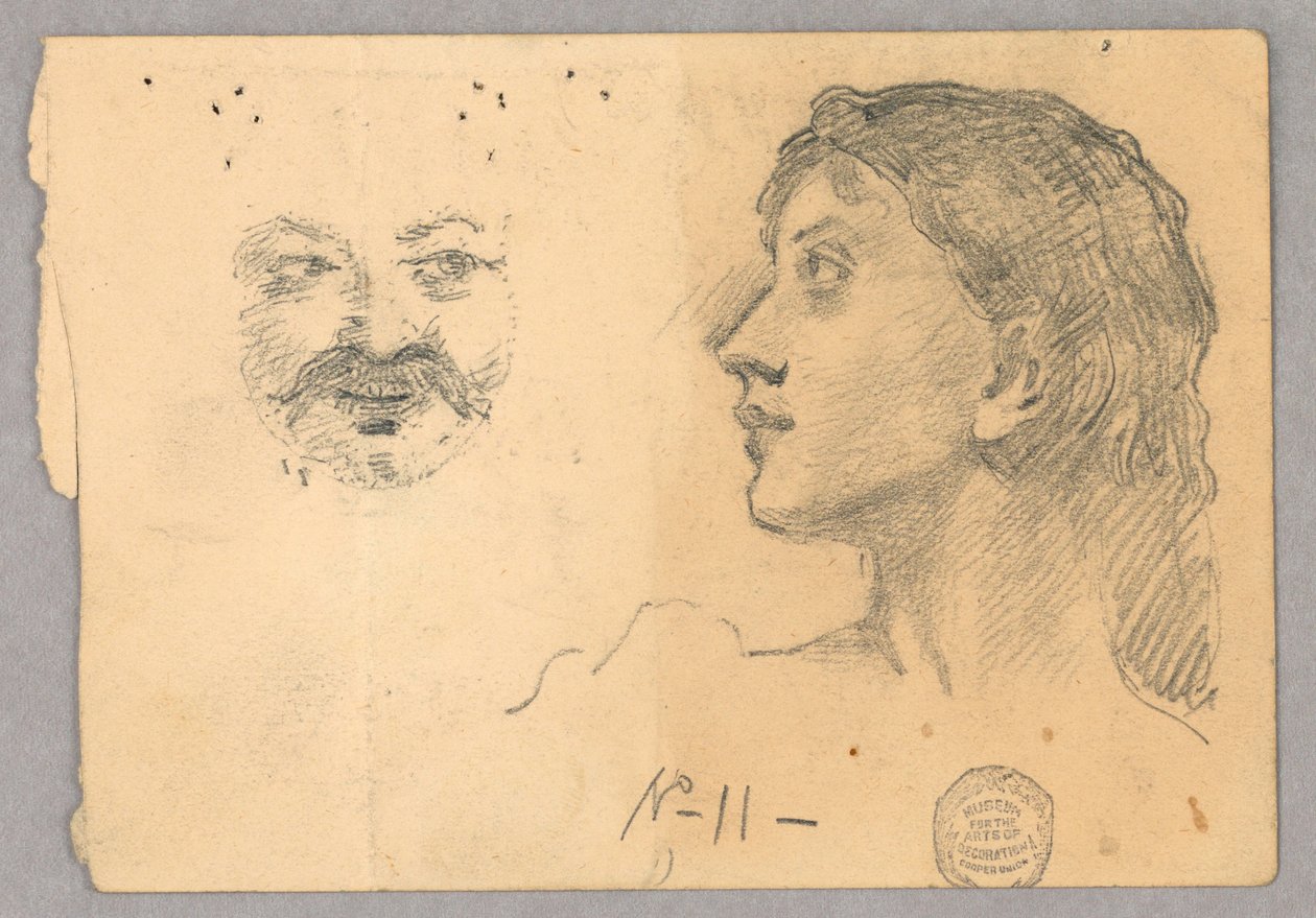 Kvindehoved og et ansigt af Francis Augustus Lathrop