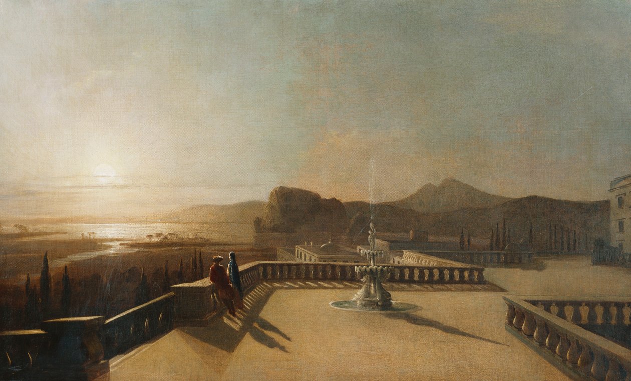 Figurer på en månebelyst terrasse af Francis Danby