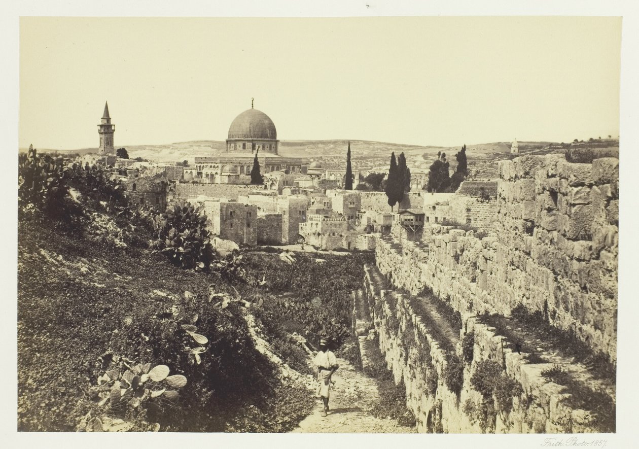 Bymuren og Omar-moskeen, Jerusalem af Francis Frith