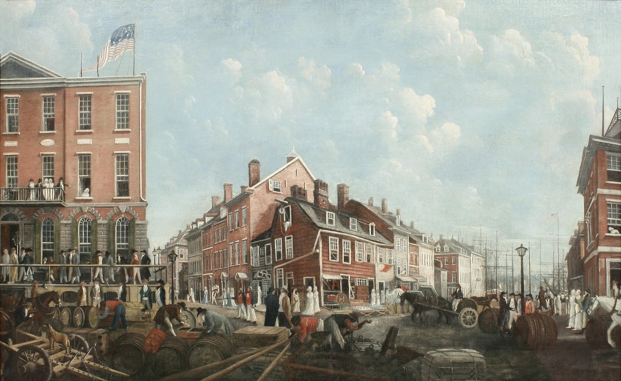 Tontine Coffee House, ca. 1797 (olie på linned) af Francis Guy