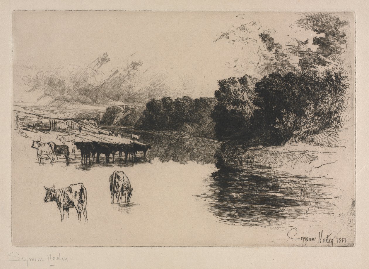En Lancashire River, 1881. af Francis Seymour Haden