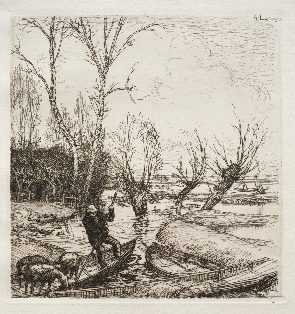 I den oversvømmede Marsh: Hyrdinden af Francis Seymour Haden