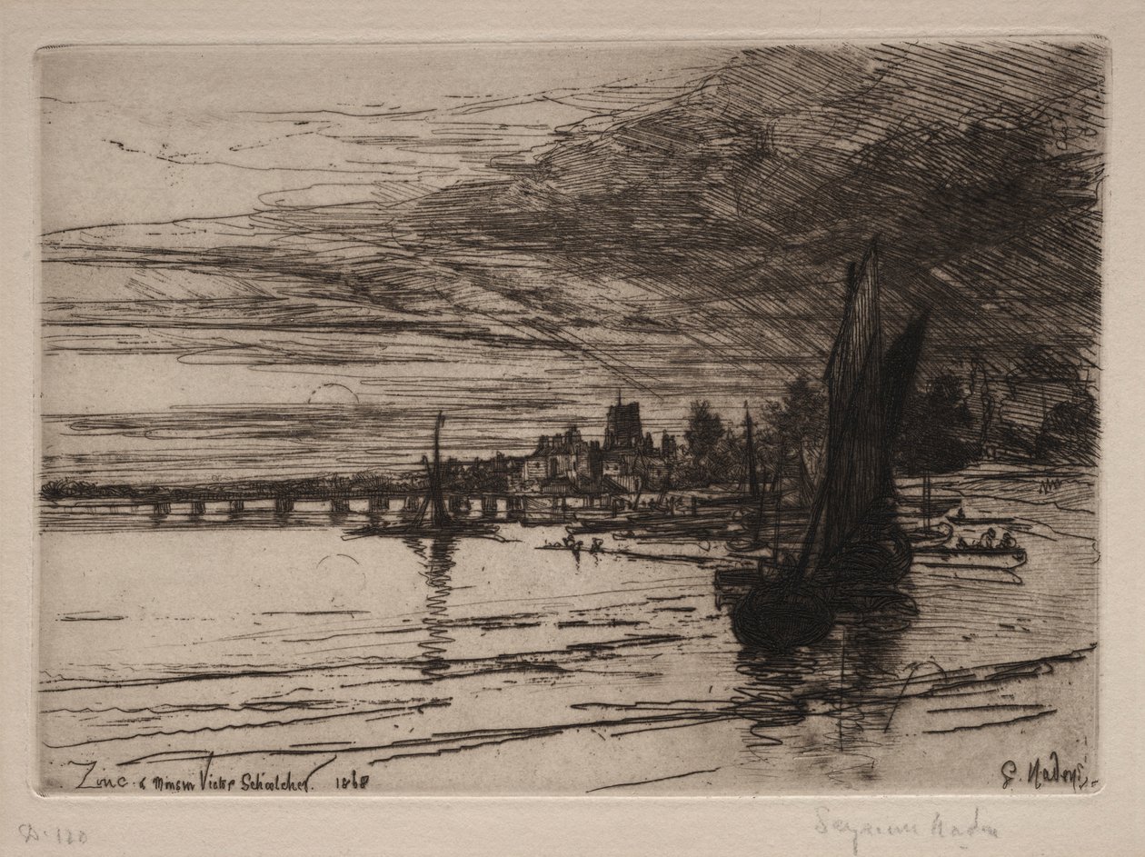 Battersea Bridge, 1868. af Francis Seymour Haden