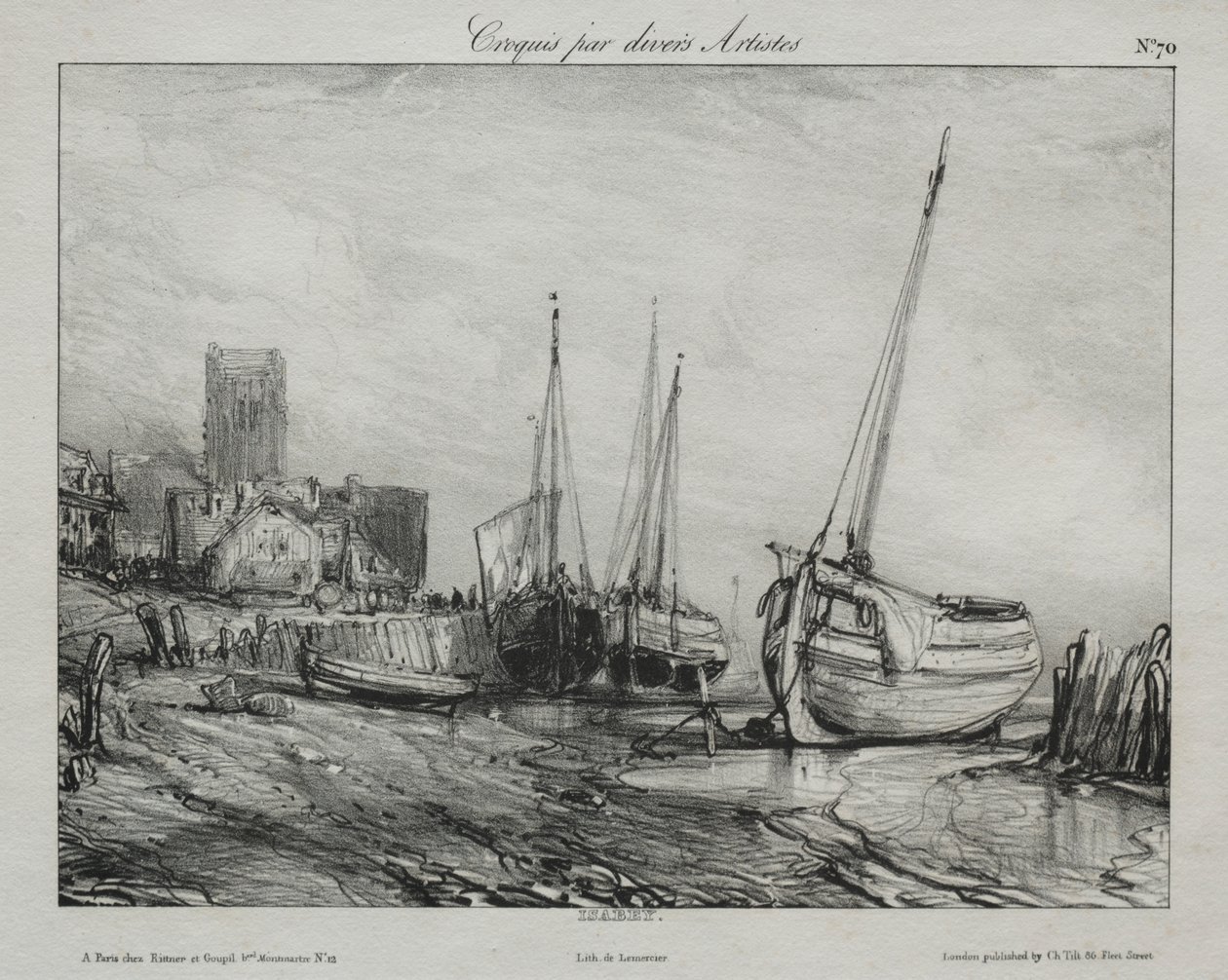 Fiskerbåde langs stranden af Francis Seymour Haden