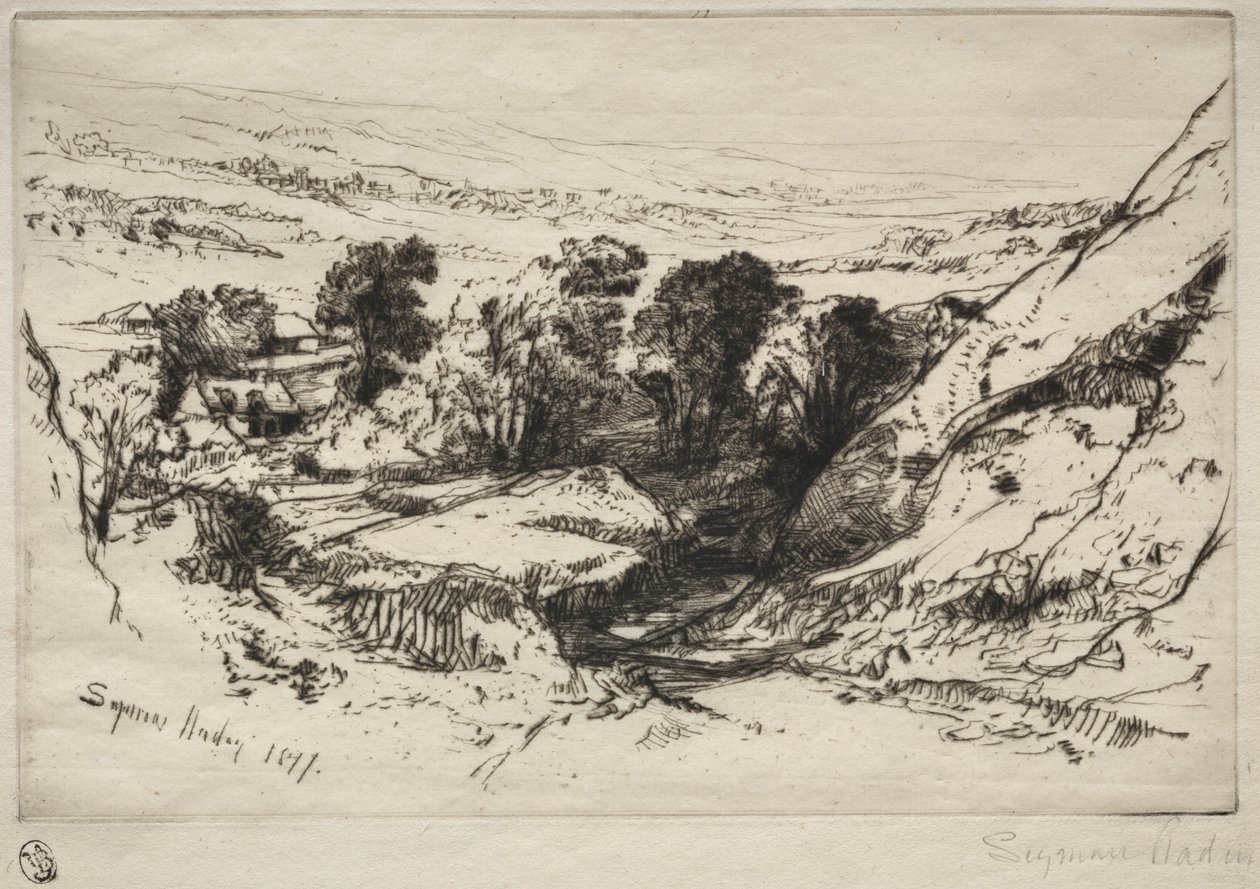 Nine Barrow Down, 1877. af Francis Seymour Haden