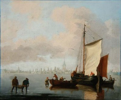 Dutch Estuary Scene (en af et par) af Francis Swaine