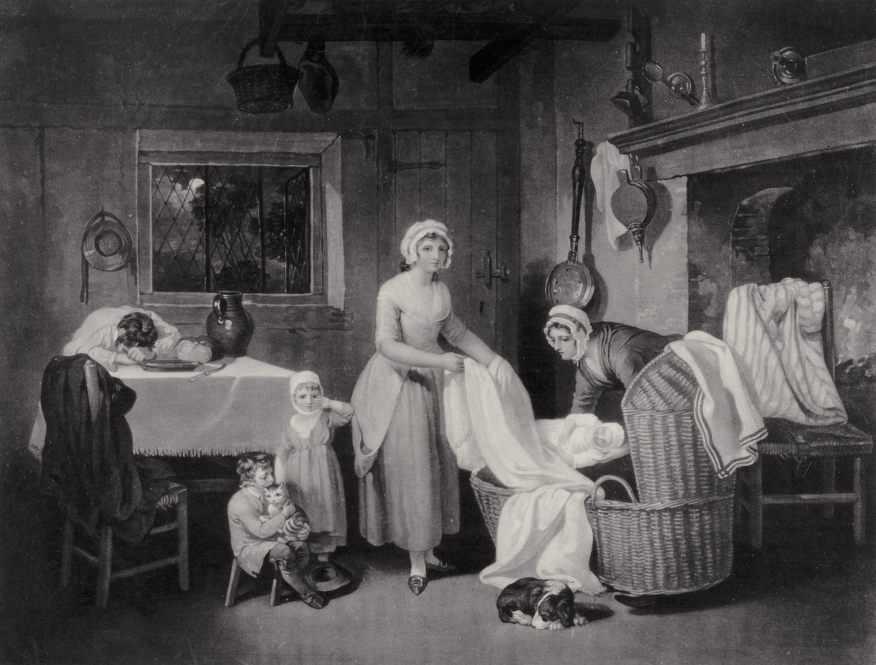 Rustic Hours: Night, graveret af H. Gillbank af Francis Wheatley