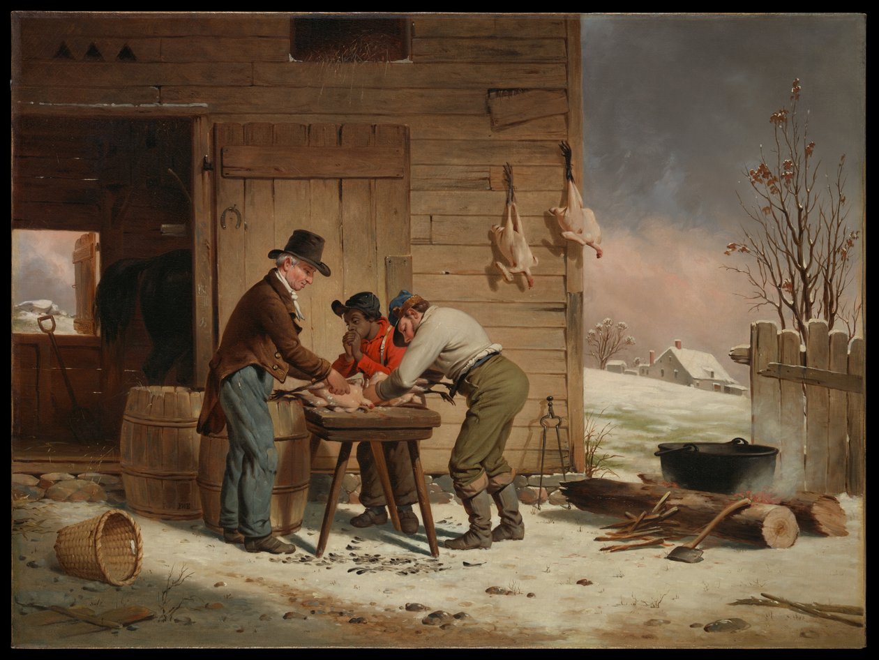 Forberedelse til jul (plukning af kalkuner) af Francis William Edmonds