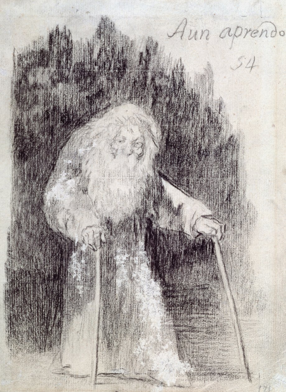Jeg lærer stadig (Aun Aprendo) (kul på papir) af Francisco de Goya