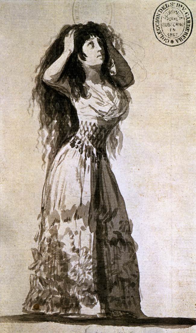 Hertuginden af Alba arrangerer sit hår af Francisco de Goya