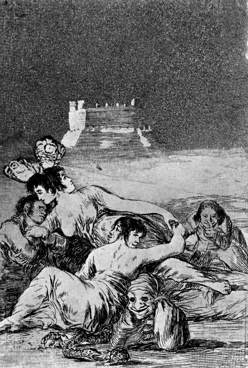 Drøm om løgnen og inkonstancien (ætsning og akvatint) af Francisco de Goya