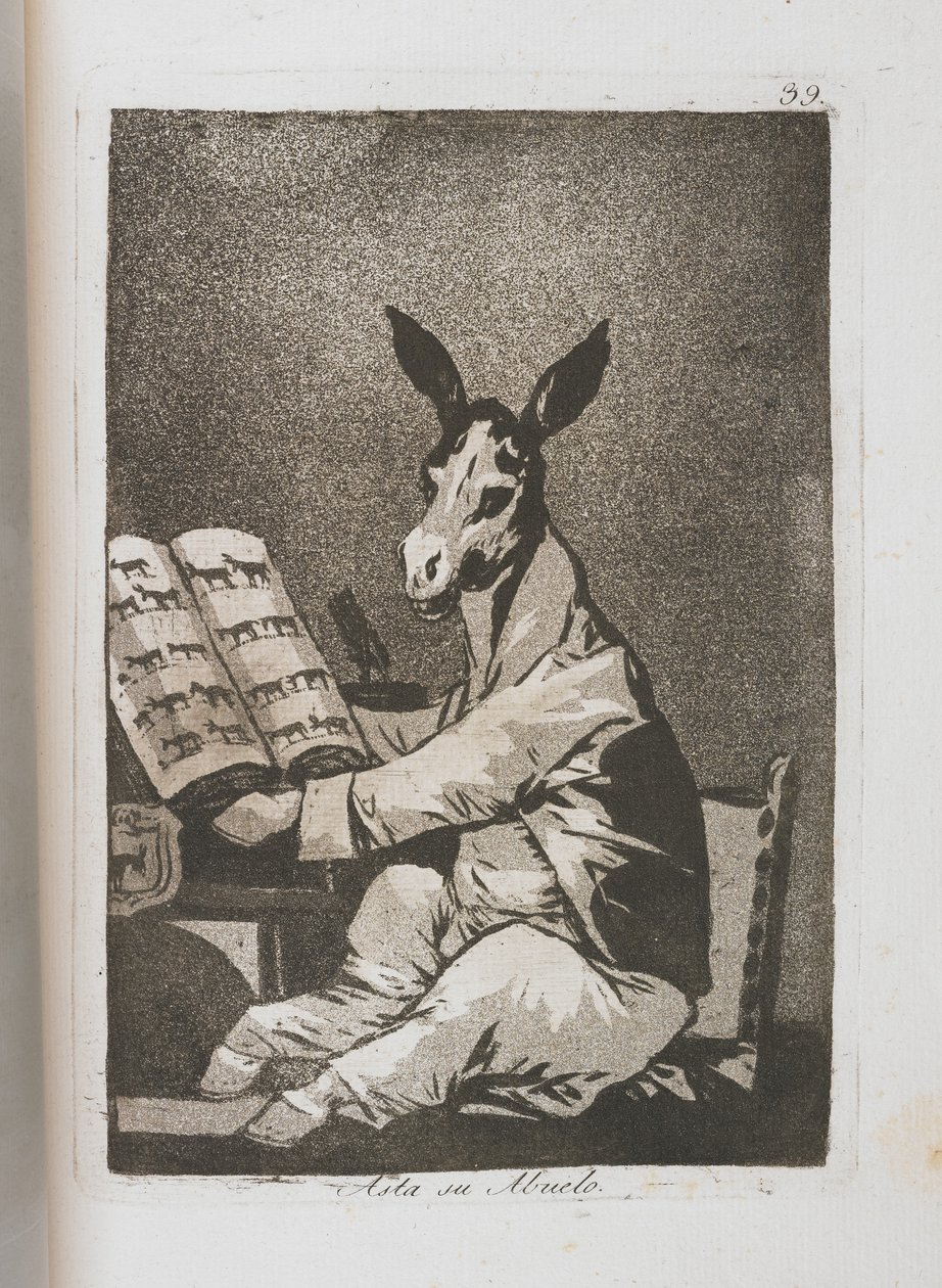 Plade fra Los Caprichos [Så langt tilbage som hans bedstefar], 1797-1798 af Francisco de Goya