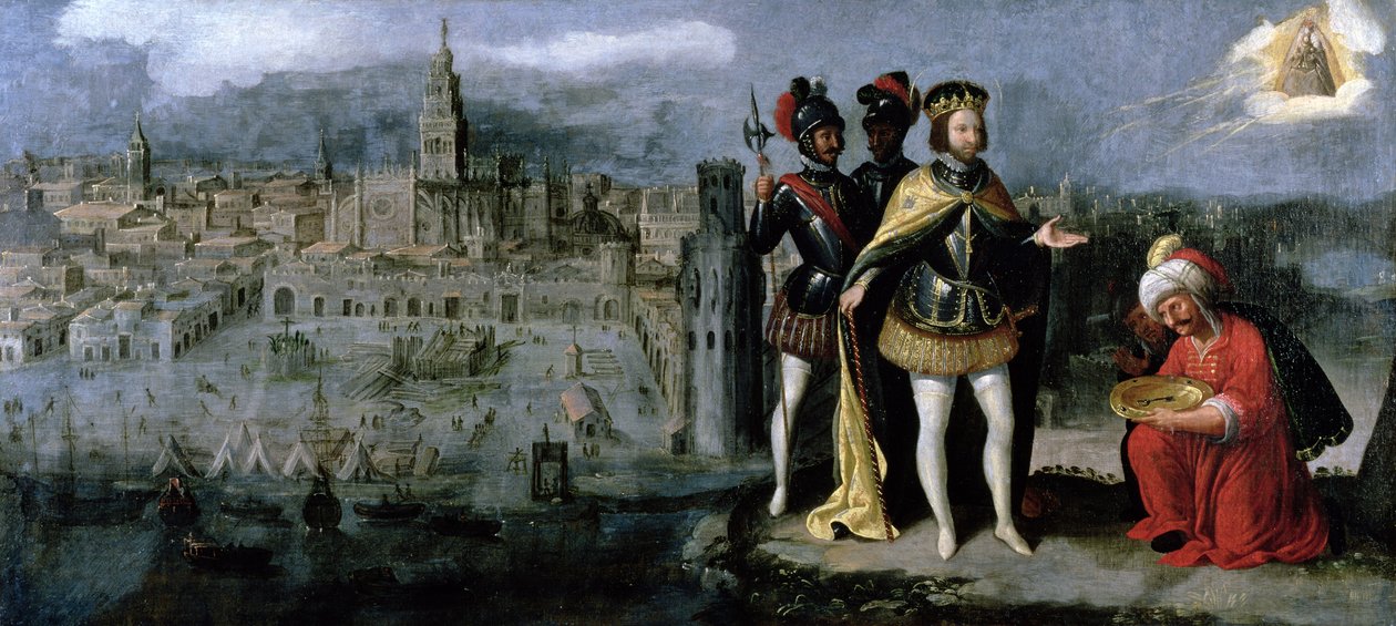 Erobringen af Sevilla af Ferdinand III (ca. 1201-52), ca. 1625-35 af Francisco Pacheco