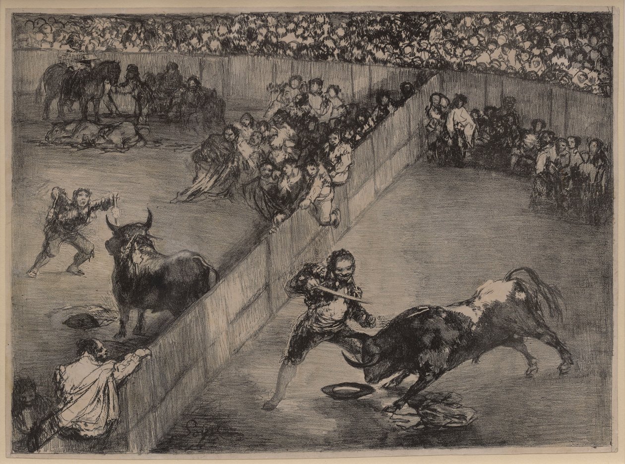 Tyrekamp i en delt ring af Francisco de Goya