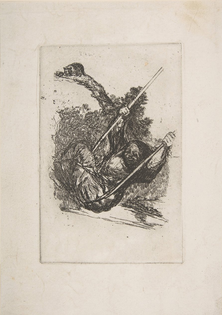 Gammel kvinde på gynge Vieja columpiándose.n.d. af Francisco de Goya