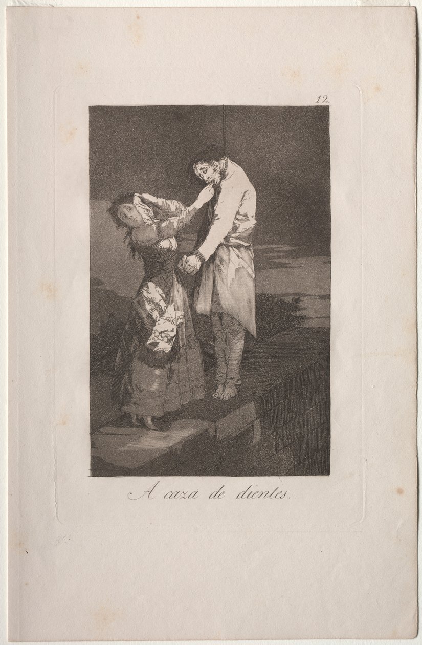 Caprichos: Ud på jagt efter tænder af Francisco de Goya
