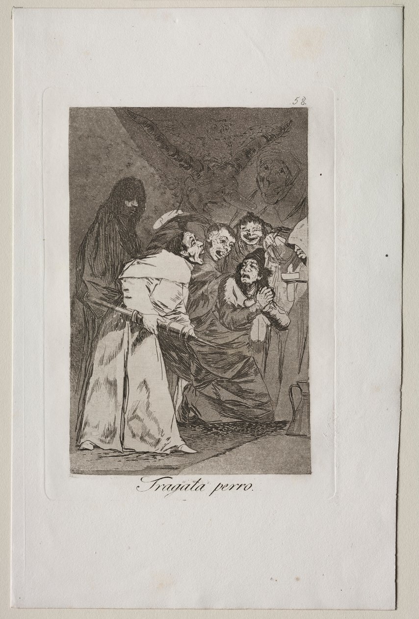 Caprichos: Slug det, hund!. af Francisco de Goya