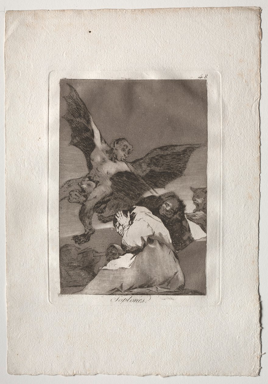 Ochenta Caprichos: Tale-Bearers-Blasts of Wind, 1793-1798. af Francisco de Goya