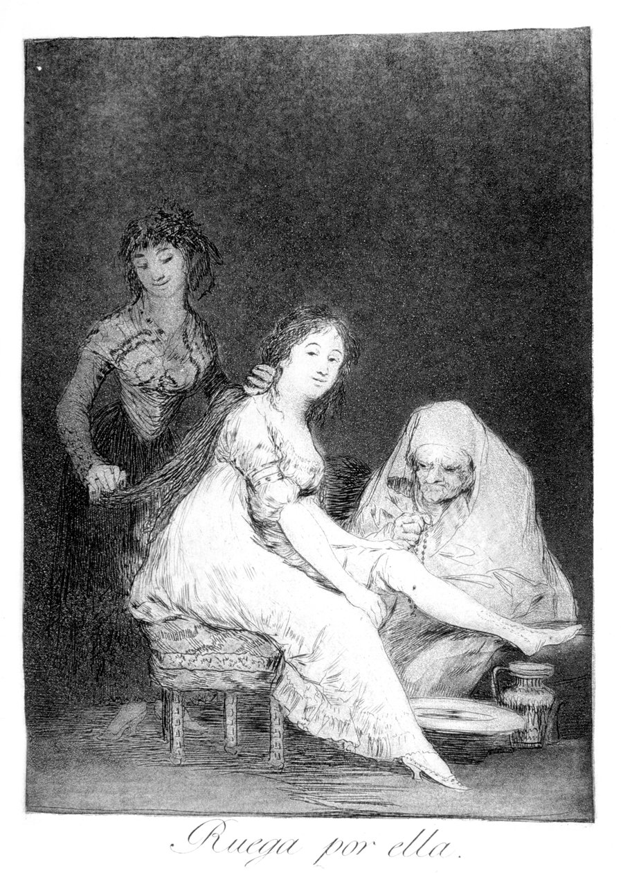 Hun beder for hende, 1799 af Francisco de Goya