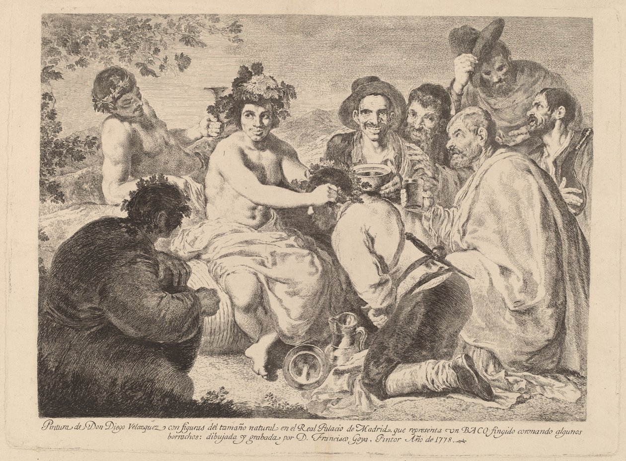 Busser (Bacchus) af Francisco de Goya after Diego Velázquez