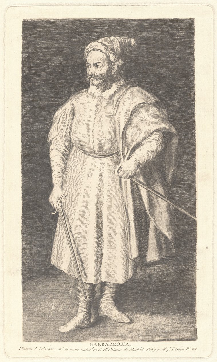Nøglen Barbarroja af Francisco de Goya after Diego Velázquez