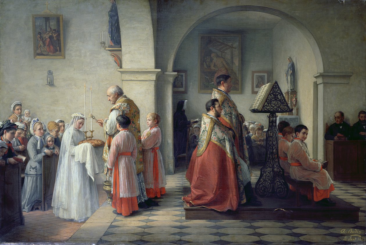 Velsignelse af brødet, 1879 af Francois Archange Joseph Bodin