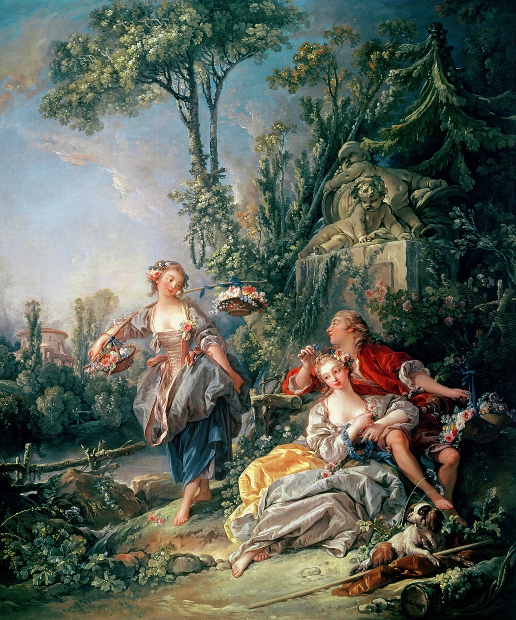 Elskere i en park af François Boucher