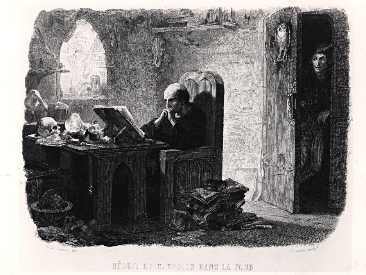 Claude Frollo i tårnets lille rum, illustration fra 