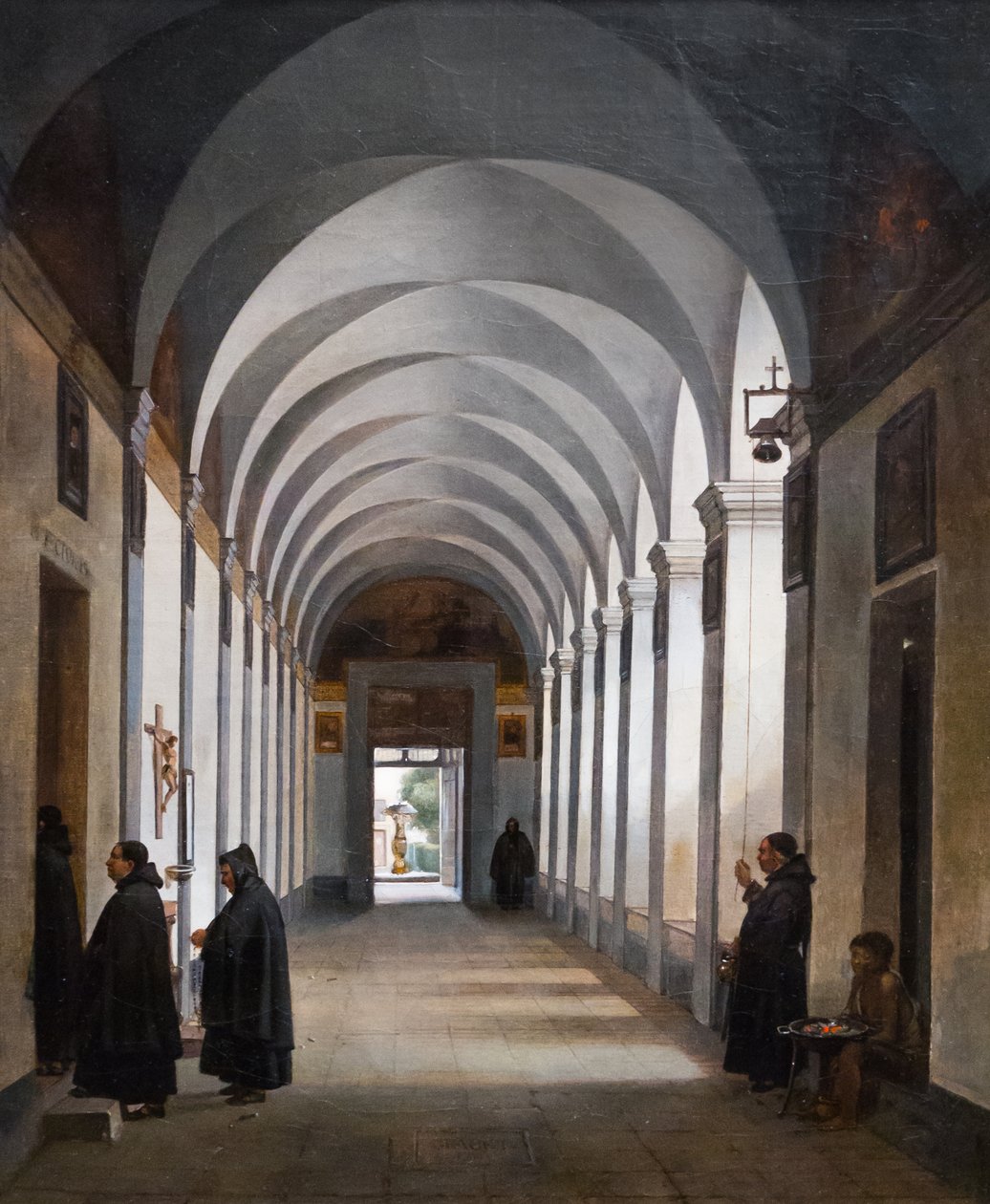 Munke i klostret i kirken Gesù e Maria, Rom af Francois Marius Granet