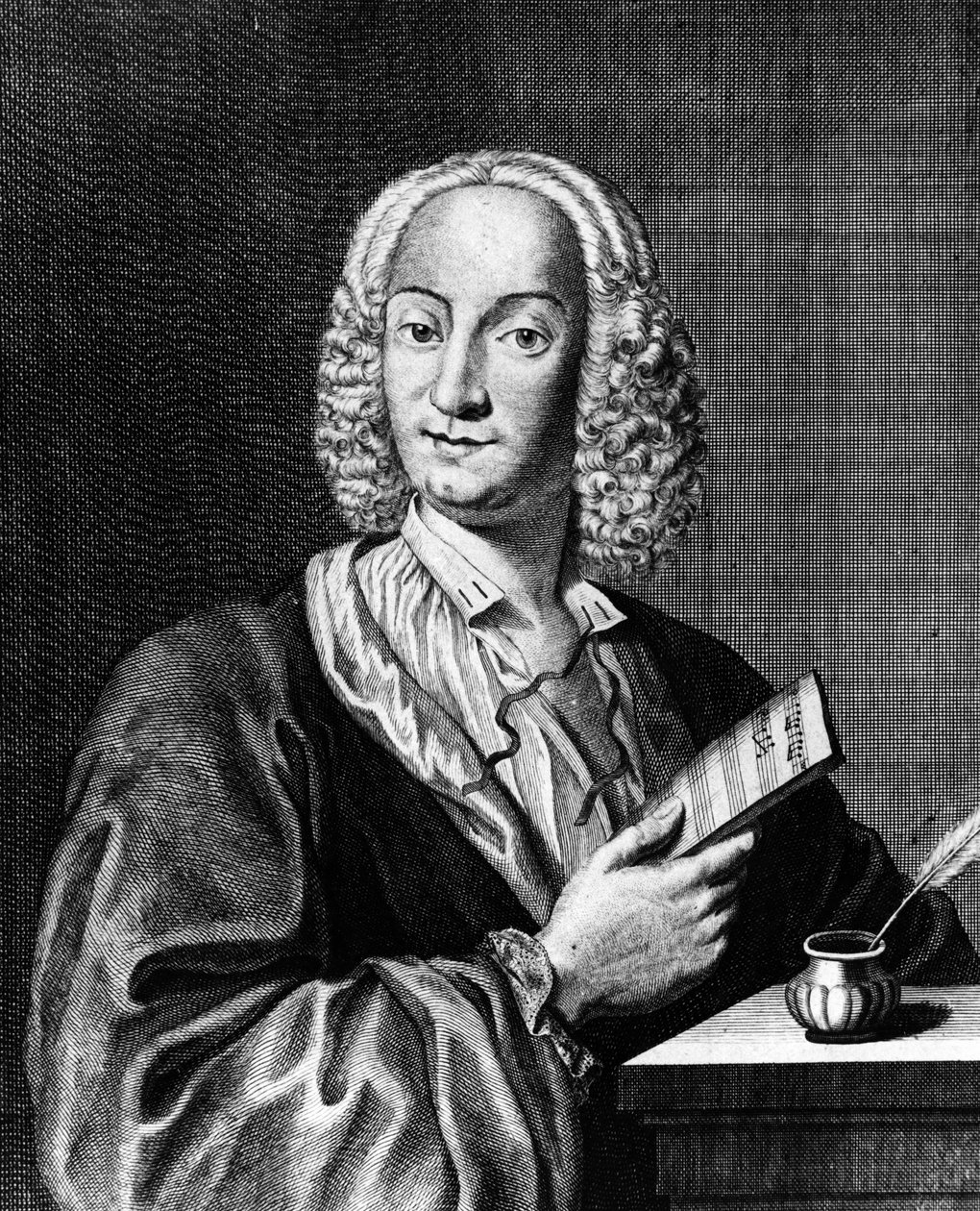 Portræt af Vivaldi med et nodeark i hånden, 1725 af Francois Morellon la Cave