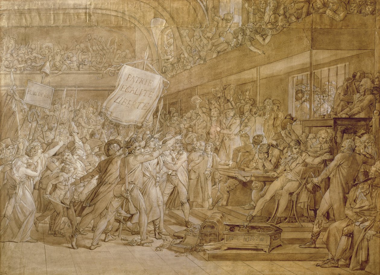 Folket i Paris stormer Tuilerierne den 10. august 1792 (pen og blæk og vask på papir) af Baron François Pascal Simon Gérard