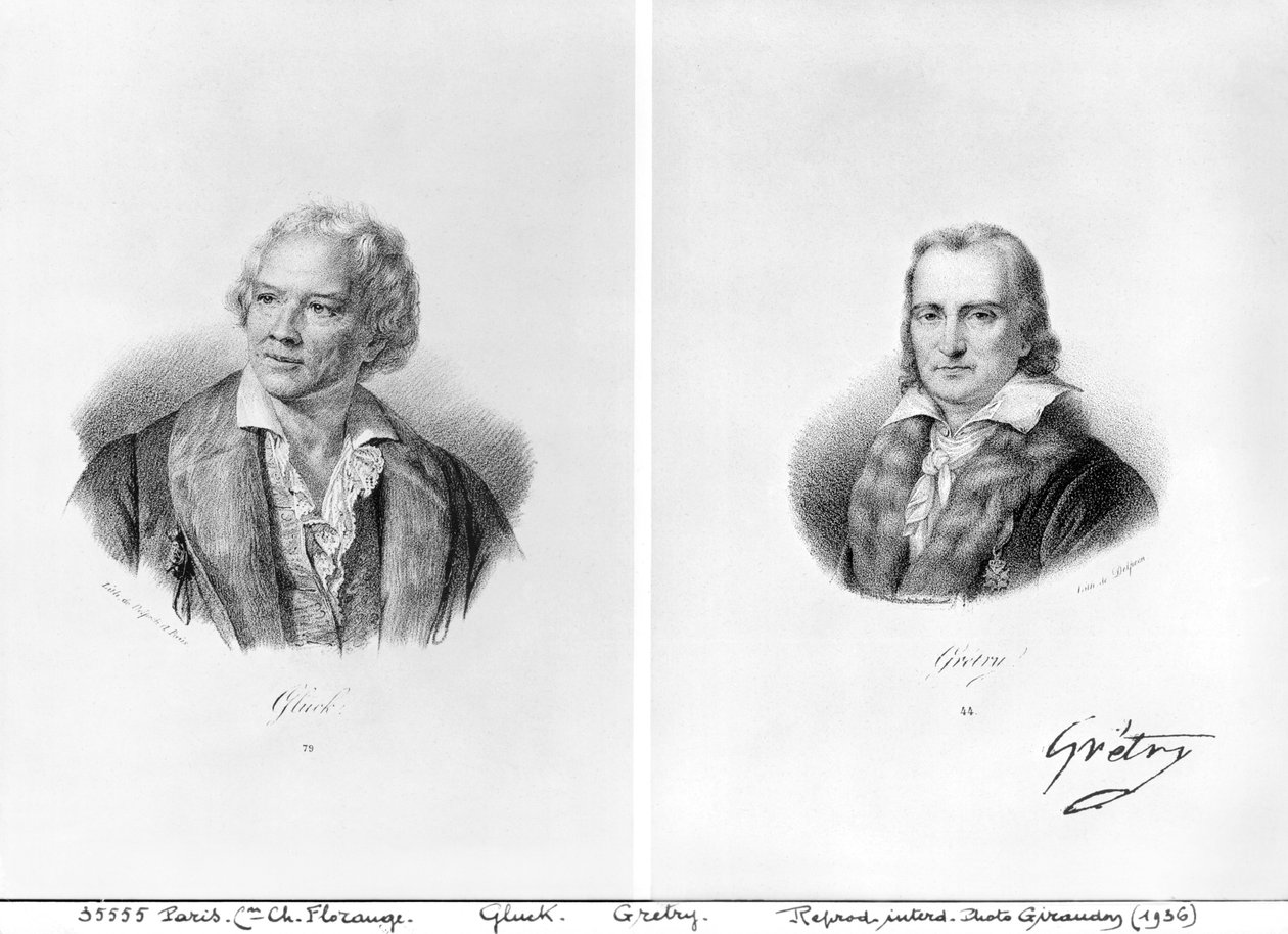 Christoph Willibald von Gluck (1714-87) og Andre Ernest Modeste Gretry (1741-1813) af Francois Seraphin Delpech