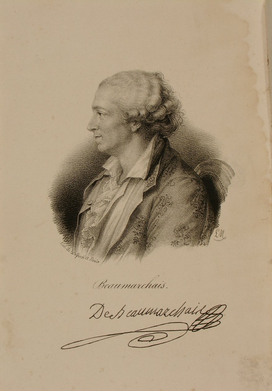 Portræt af Pierre Augustin Caron de Beaumarchais (1732-99) af Francois Seraphin Delpech