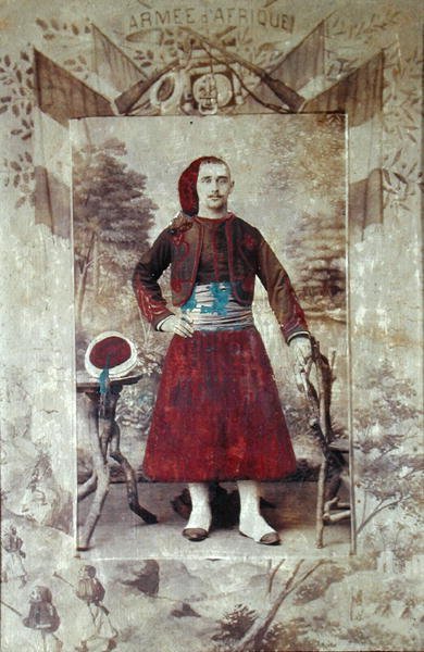 Zouave, ca. 1870 (farve litho) af Francois Hippolyte Lalaisse