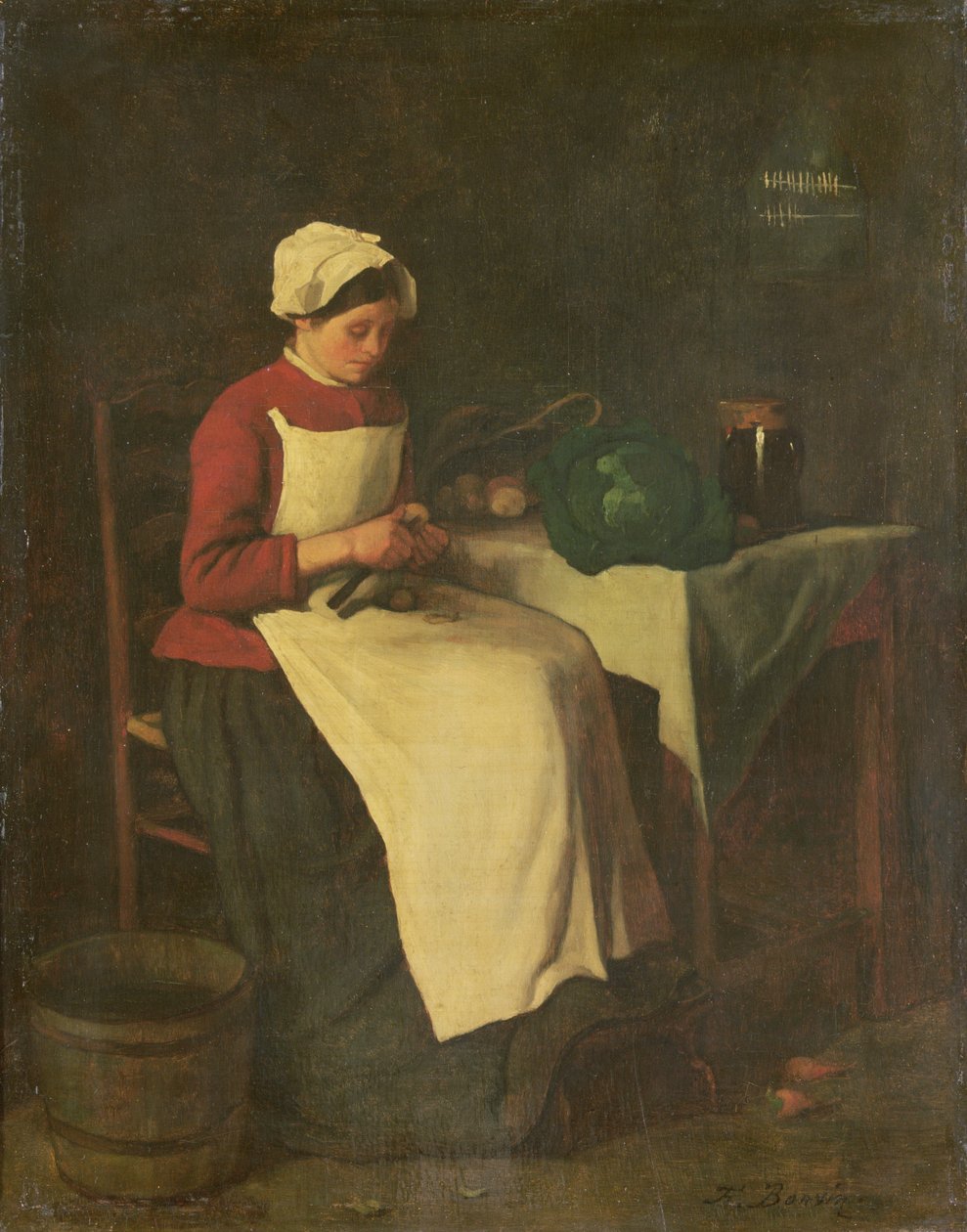 Den unge husmor (olie på lærred) af François Bonvin