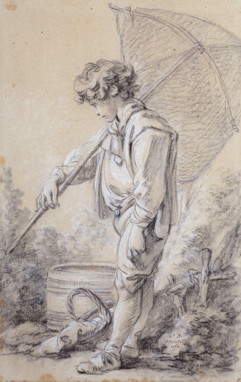 En dreng, der holder et net af François Boucher