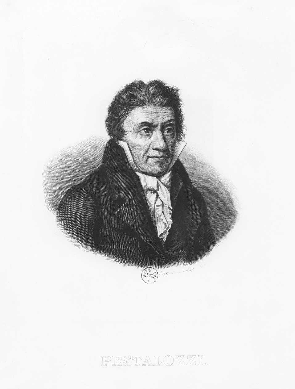 Portræt af Johann Heinrich Pestalozzi af Francois Dequevauviller