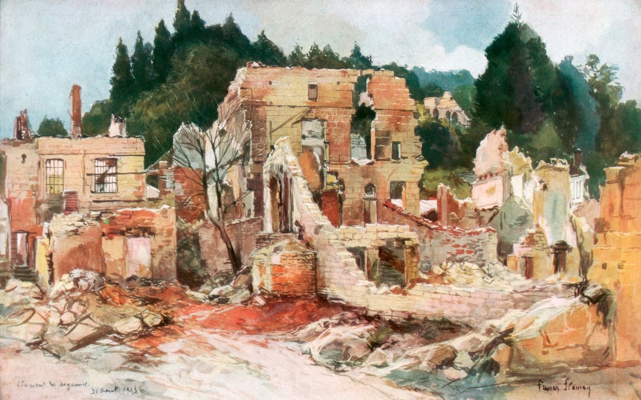 Clermont-en-Argonne, Frankrig, august 1915, 1926. af Francois Flameng