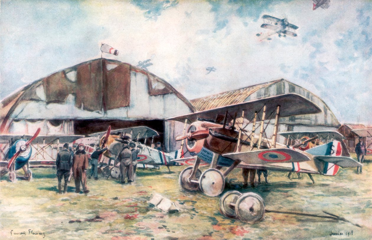 French Fighter Squadron Aerodrome, 1918, 1926. af Francois Flameng