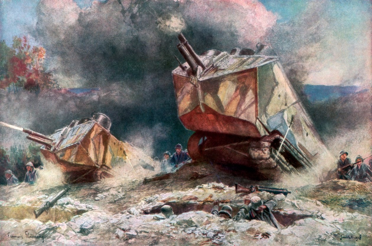 Fransk kampvognsangreb, juli 1918, 1926 af Francois Flameng