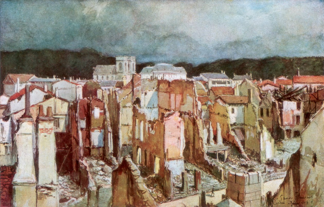 Ruinerne af Verdun, juni 1916, 1926. af Francois Flameng