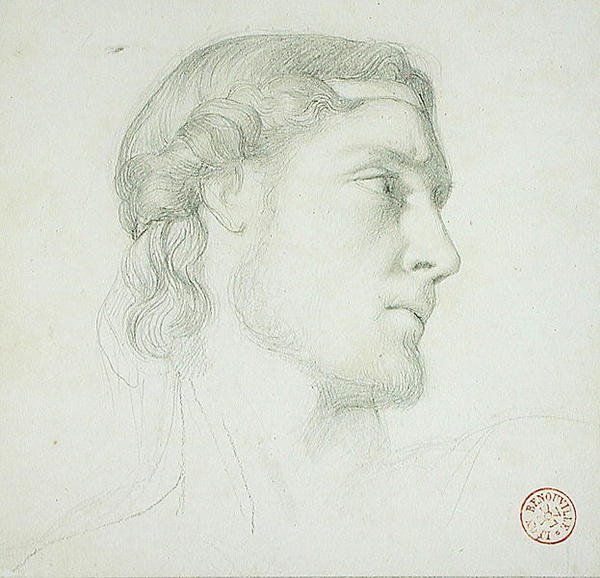 Hovedstudie (blyant på papir) af Francois Leon Benouville