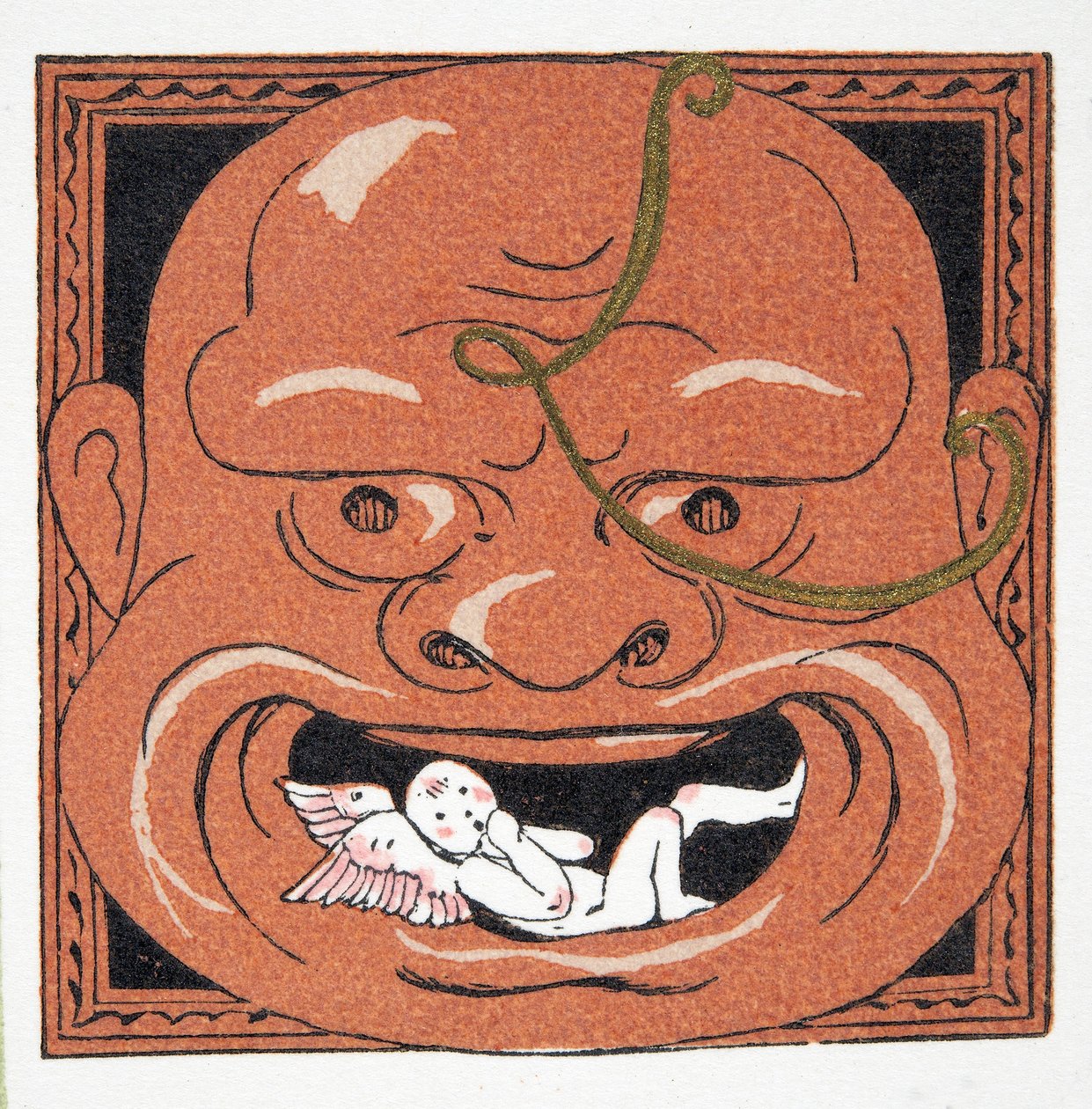 Ansigtsmaske, pub. 1922 (stenciltryk) af Francois Louis Schmied