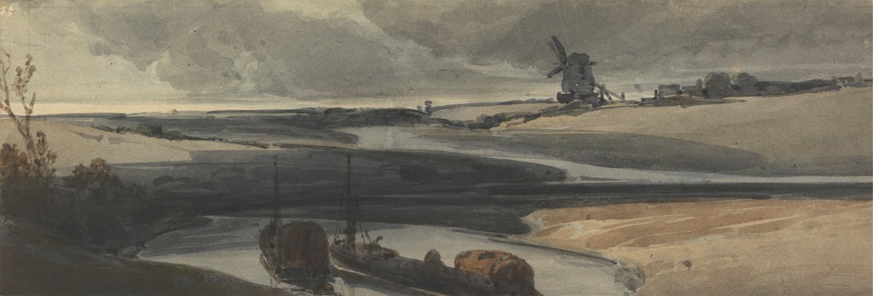 En fransk kanalscene af Francois Louis Thomas Francia