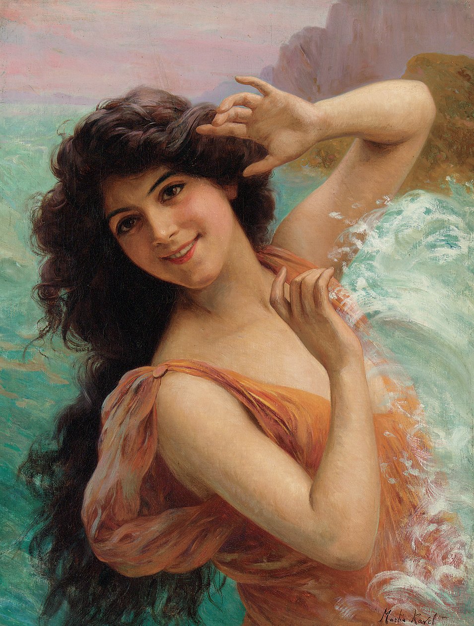 Vandnymfen (olie på lærred) af Francois Martin Kavel